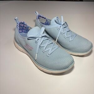 Skechers Summits Light Blue Floral Memory Foam Sneakers 149499 LTBL Womens 9.5